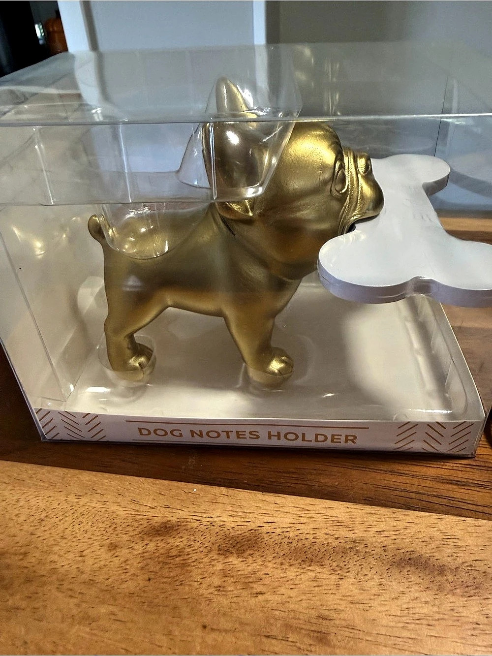 Gold French Bulldog Dog Notes Holder with Sticky Notes Set, Frenchie Desk Decor